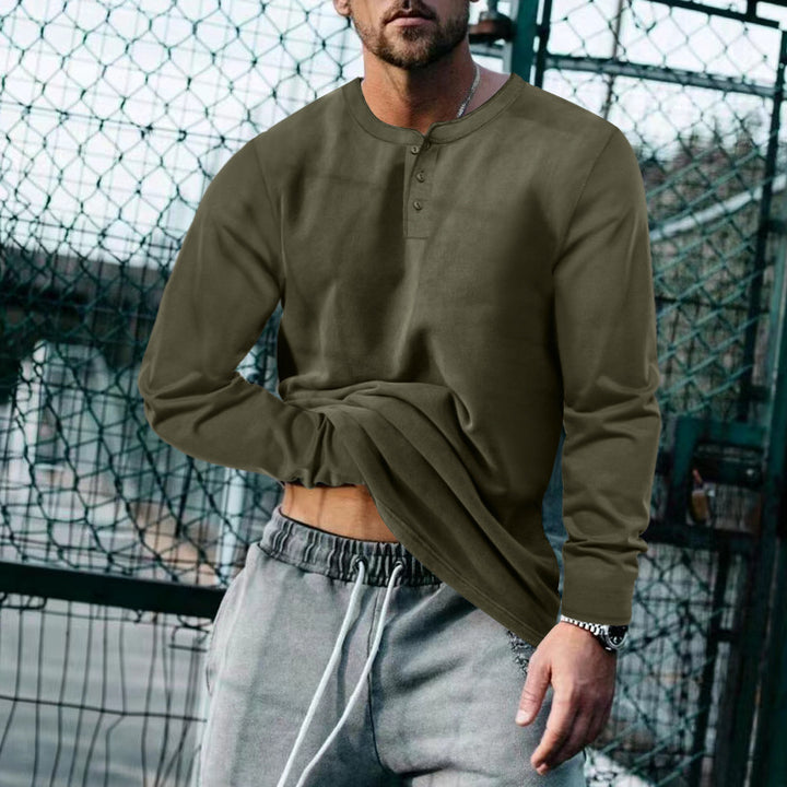 Men's Long Sleeve Henley Shirt with Classic Button Placket Design and Soft Cotton Blend Lune London