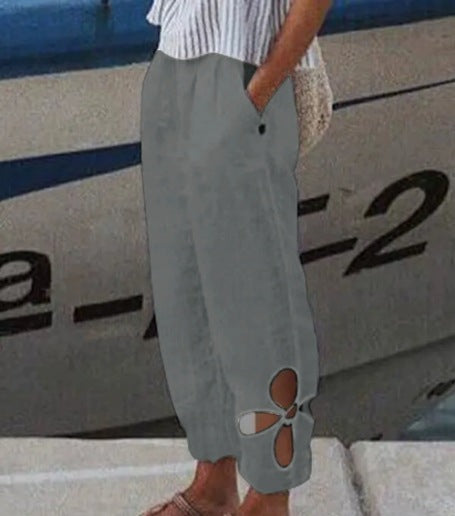 Pantalons Palazzo pour femmes avec découpes florales et poches latérales pratiques Chic & Stil