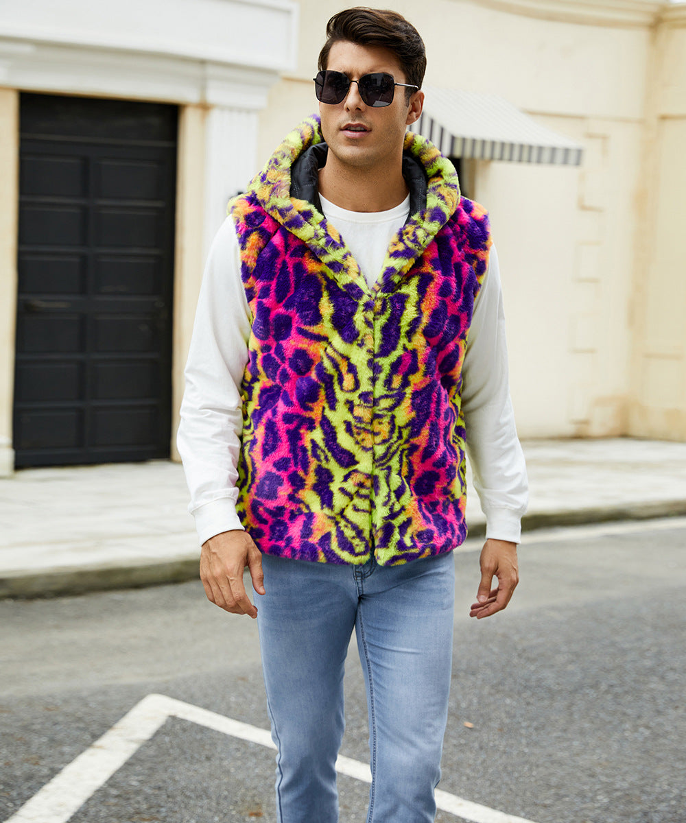 Men's jacket with hood in soft faux fur Lune London