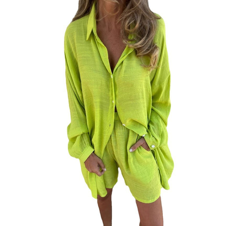 Oversized shirt dress for women with button closure and turtleneck Lune London