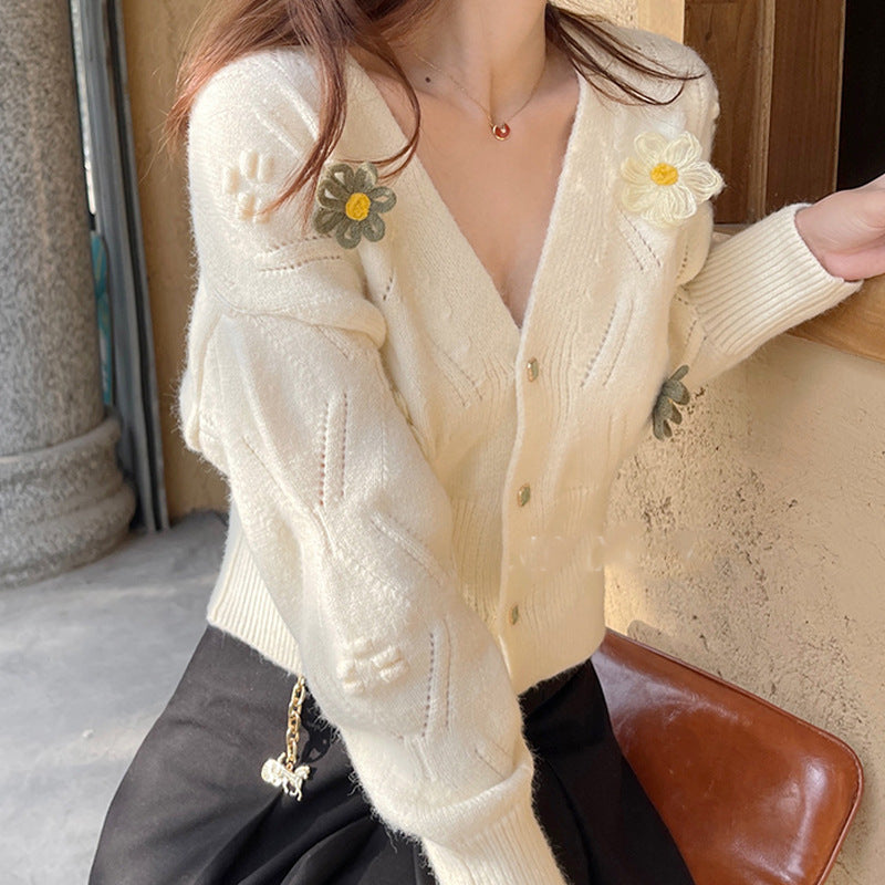 Gilet femme avec appliqués floraux et élégant décolleté en V Chic & Stil