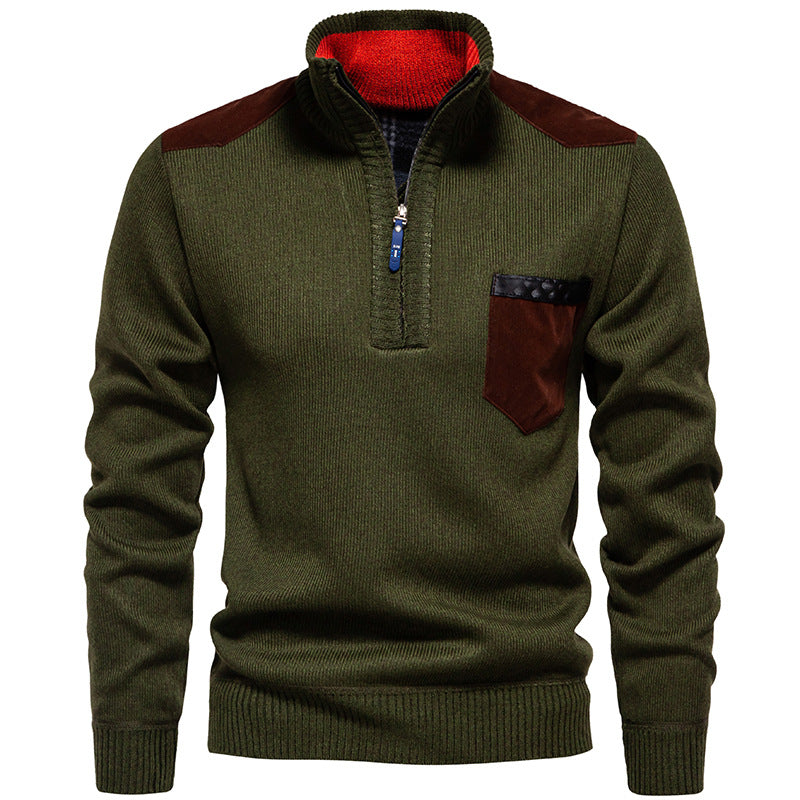 High-quality pullover for men with a high collar and zipper Lune London