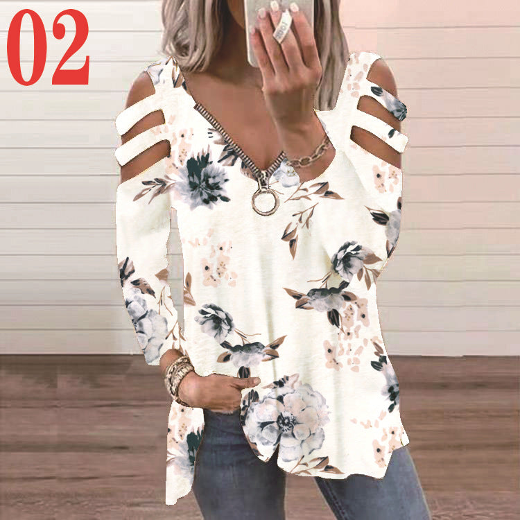 Women's blouse with a floral cutout design and a casual V neck Lune London