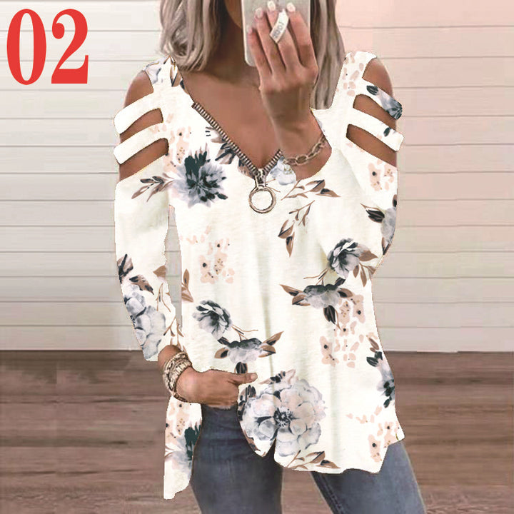 Women's blouse with a floral cutout design and a casual V neck Lune London