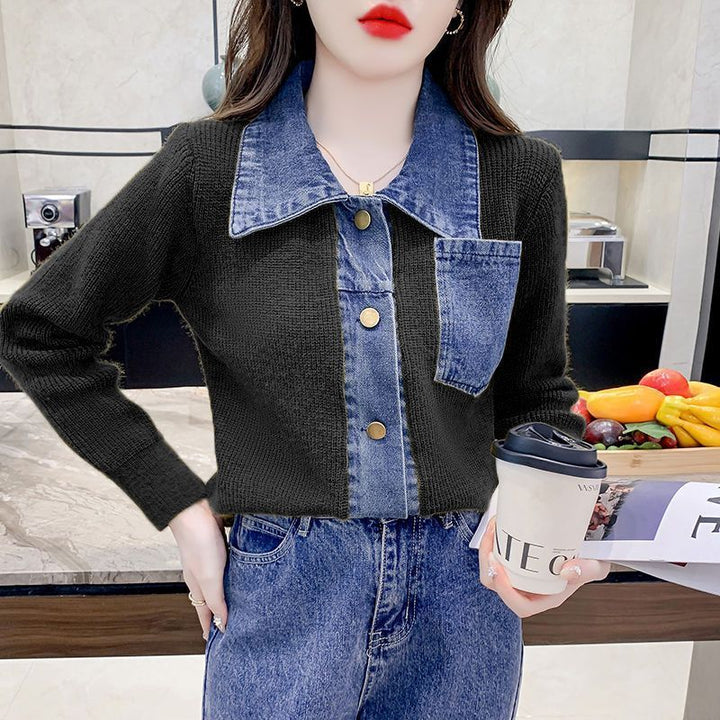 Cardigan Femme avec détail en denim Chic & Stil