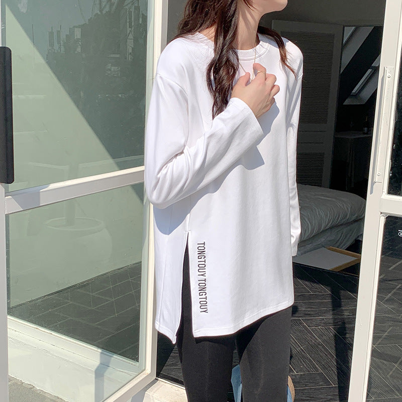 Women's casual long sleeve shirt with asymmetrical cut and all-over design Chic & Stil