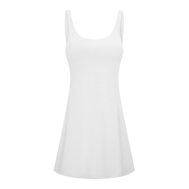 Ladies' leisure dress with deep round neckline and flared silhouette Lune London