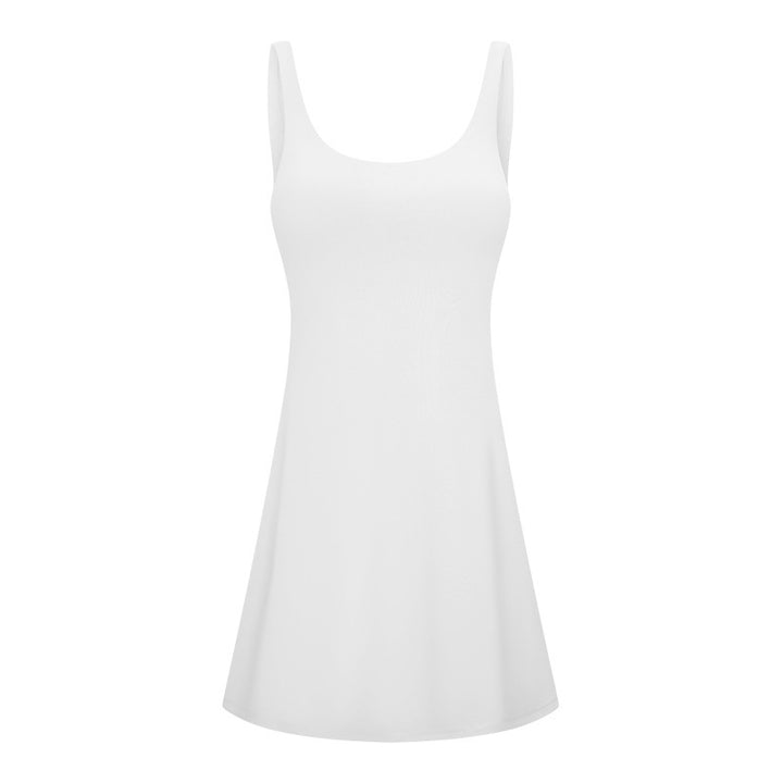 Ladies' leisure dress with deep round neckline and flared silhouette Lune London