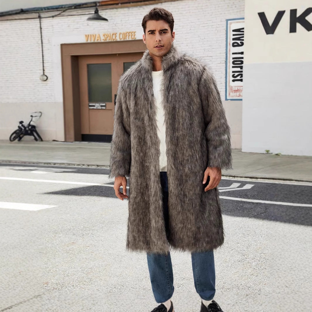 Men Elegant and Cozy Long Coat in Faux Fur Lune London