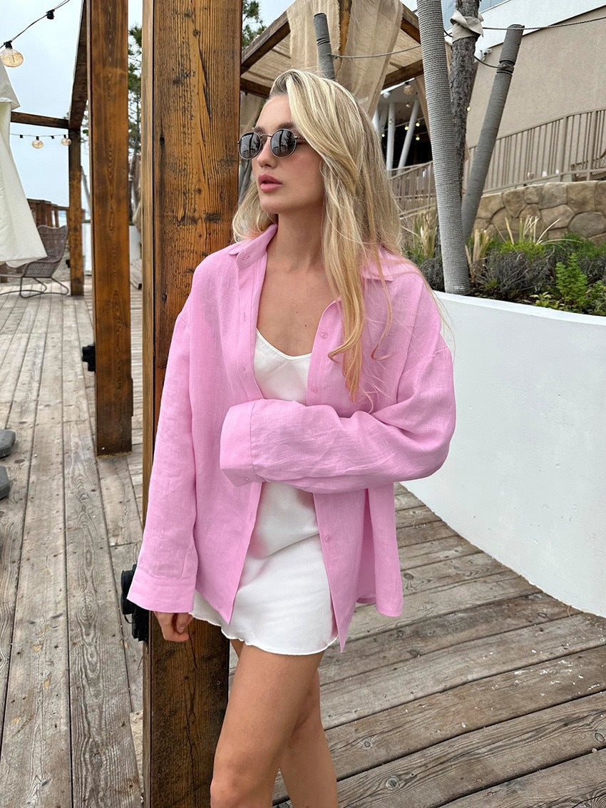 Lune London oversized linen button-up shirt for women