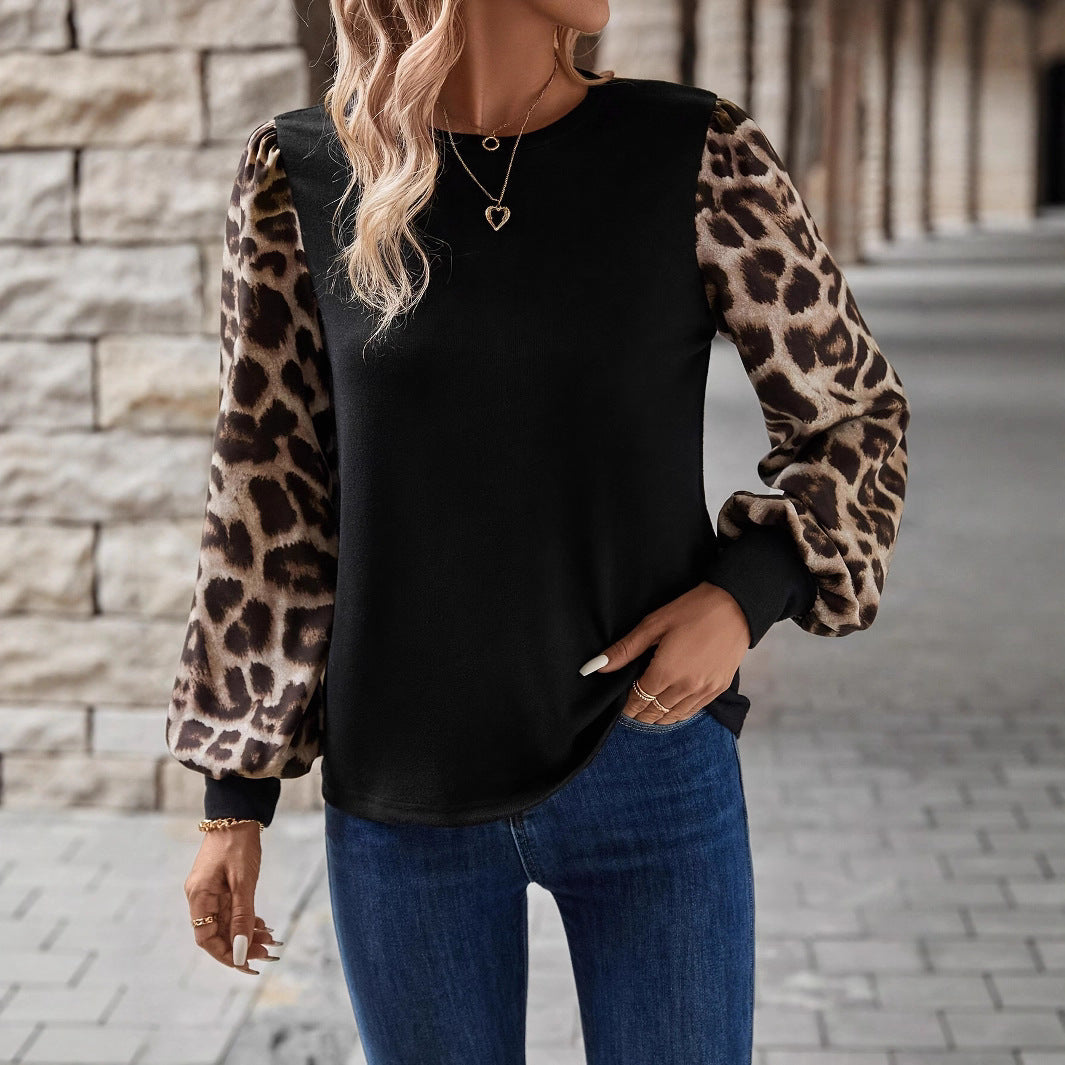 Lune London women's pullover with fashionable leopard sleeves