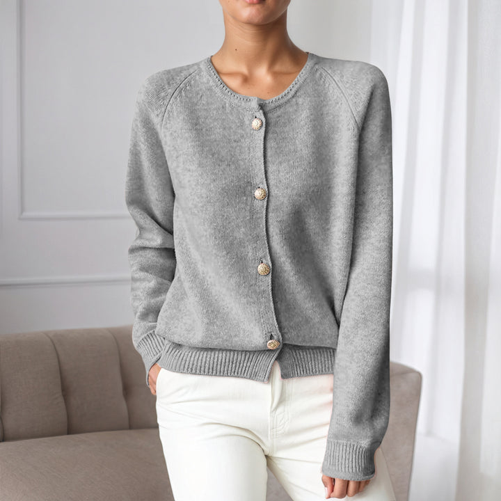Soft knit cardigan for women with button details and elastic cuffs Lune London