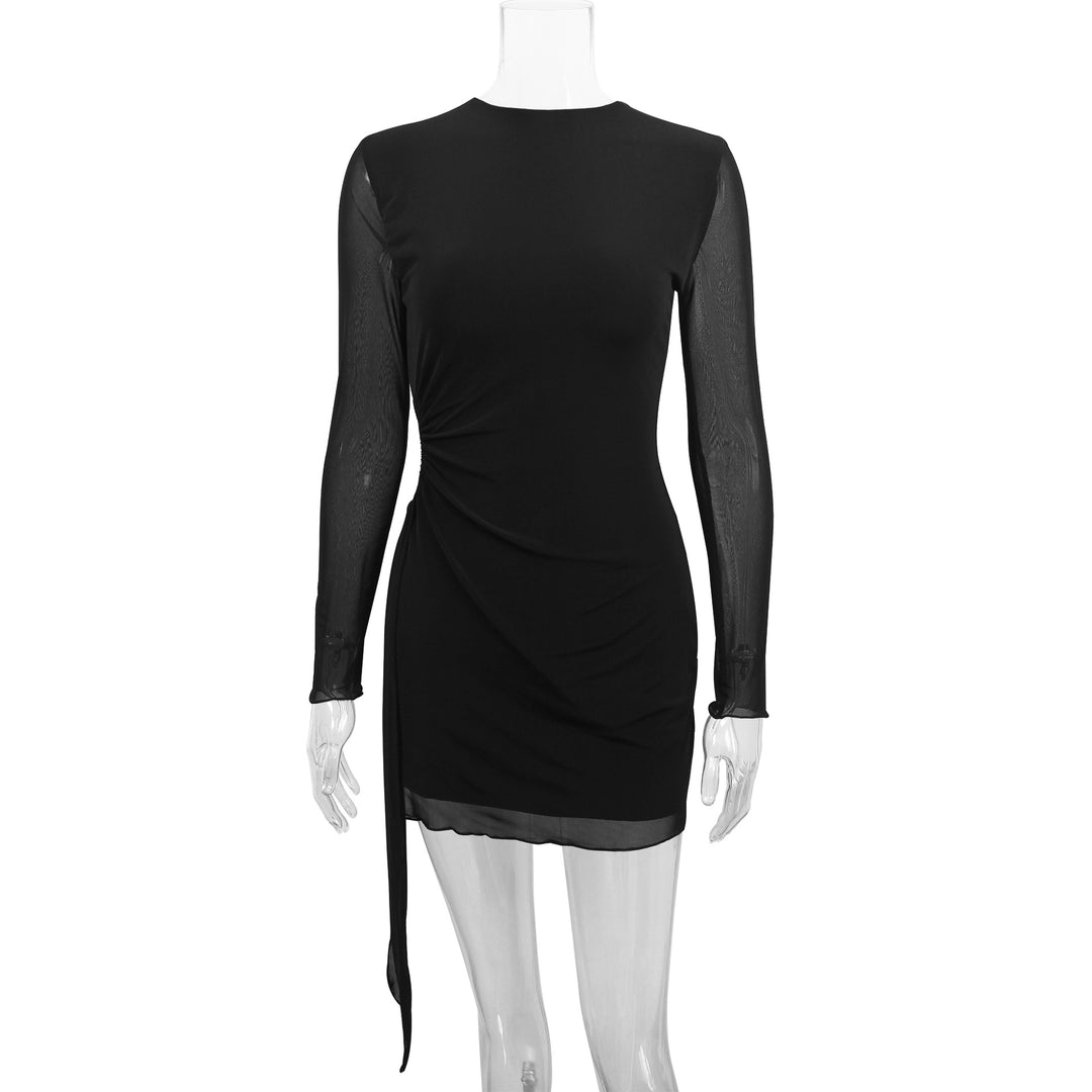 Women elegant mini dress with transparent sleeves and side slit Lune London