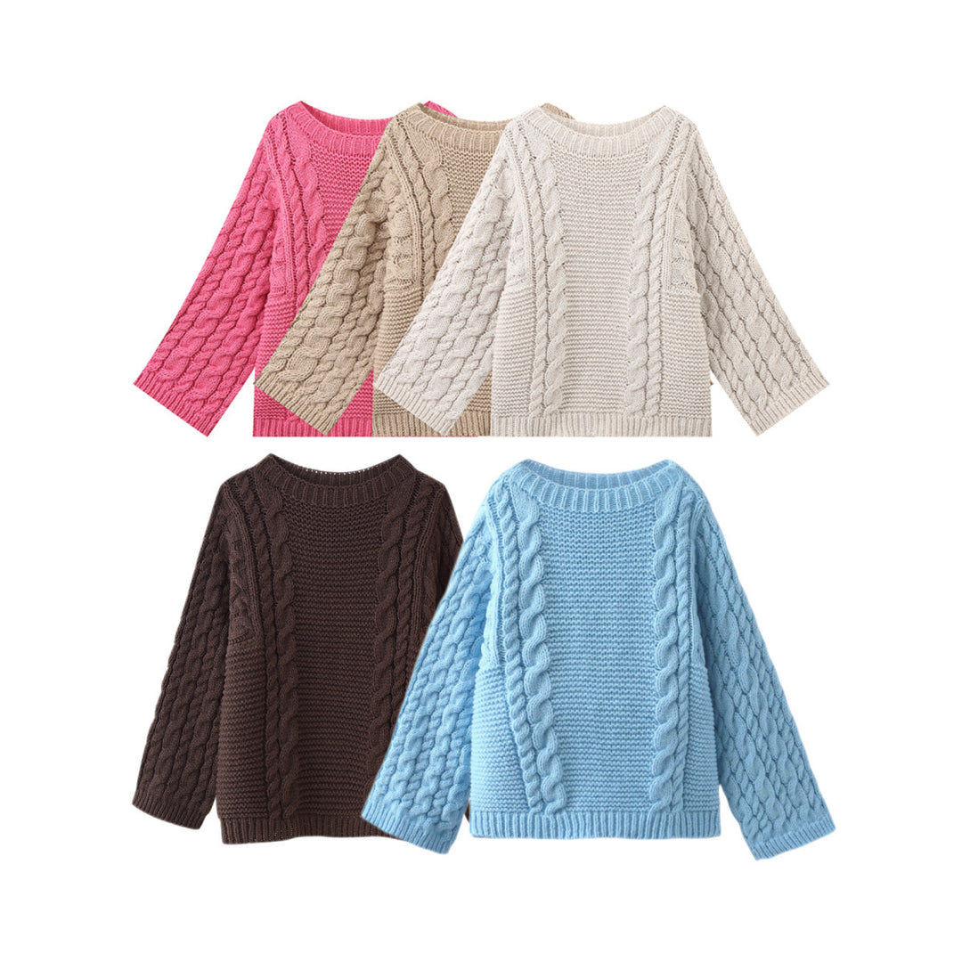 Ladies' knitted sweater with cable pattern and loose fit Lune London