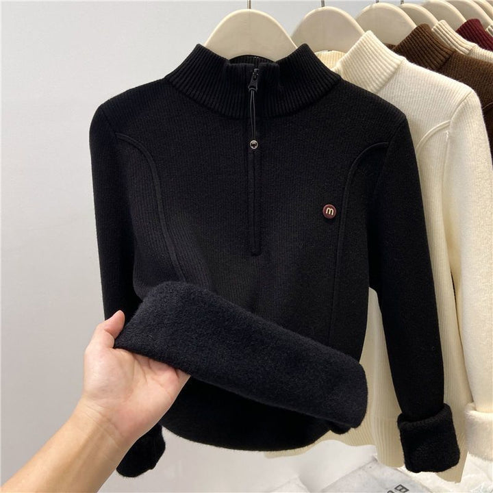 Pull en tricot pour femme avec col montant et zip Chic & Stil