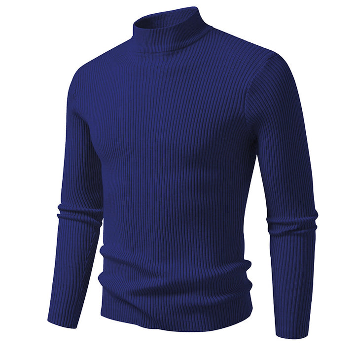 High-quality stretch wool men's turtleneck sweater with ribbed texture Lune London