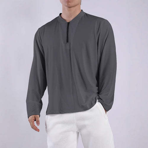 Functional long-sleeve shirt for men with high collar and zipper Lune London