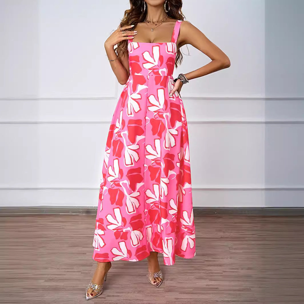 Maxi dress for women with floral design and sophisticated straps Chic & Stil