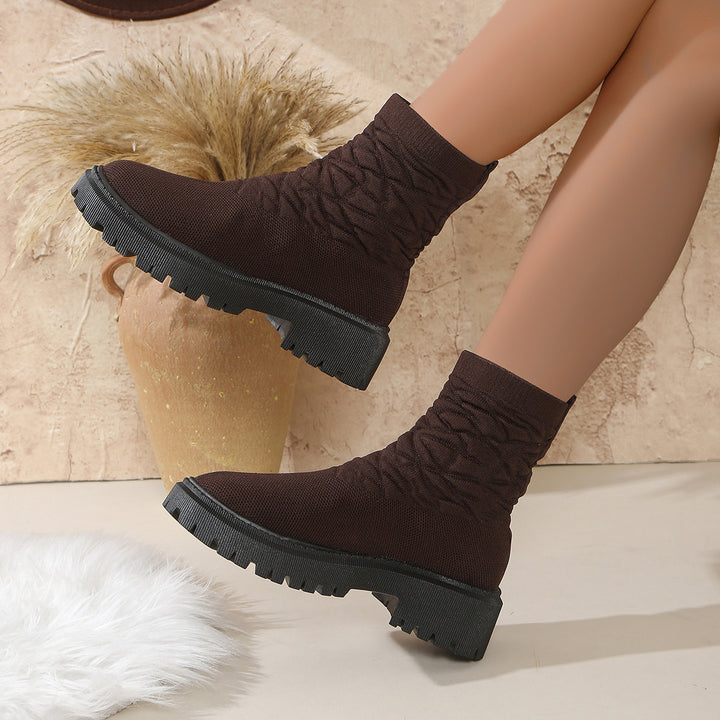 Fashion boots for ladies with textured upper and non-slip sole Lune London