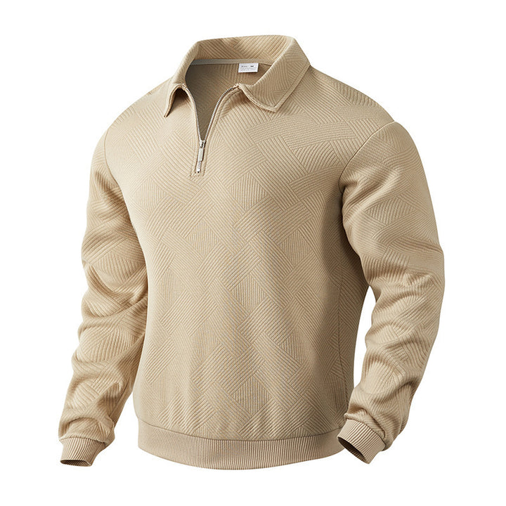Knitted sweater for men with modern high collar and practical zipper Lune London