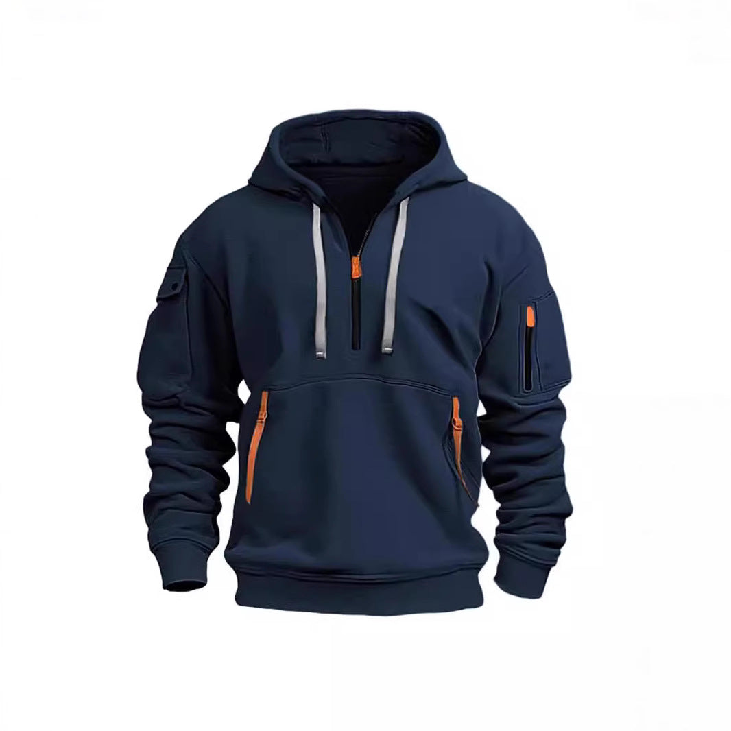 Women's hooded sweatshirt with functional pockets and modern stand-up collar Chic & Stil