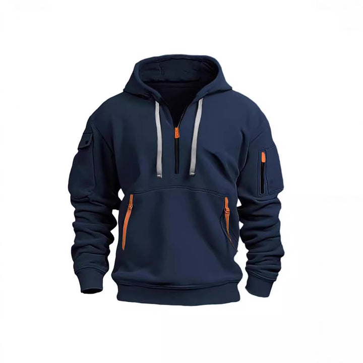 Women's hooded sweatshirt with functional pockets and modern stand-up collar Chic & Stil