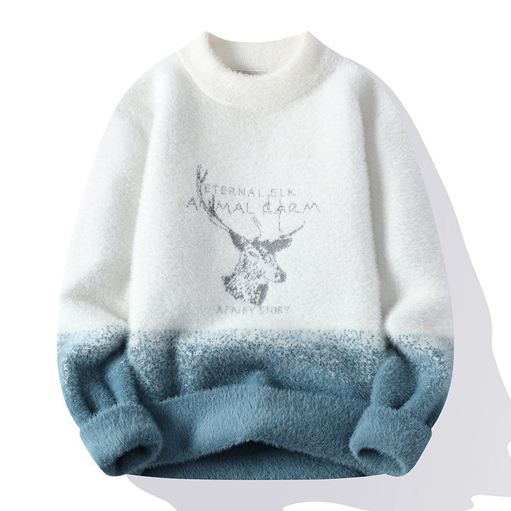 Ladies Cozy Winter Sweater with Creative Pattern and High Collar Lune London