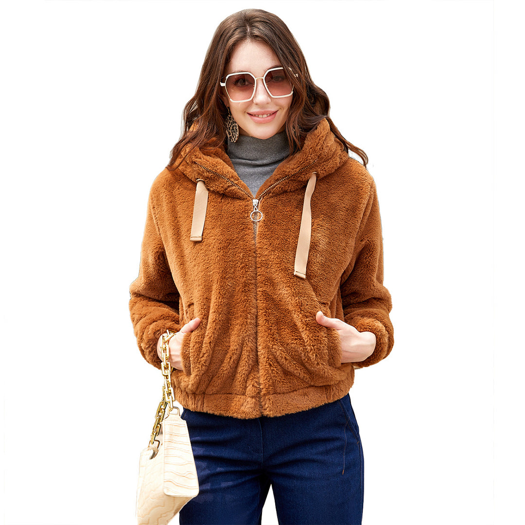 Women’s plush jacket with high collar Lune London