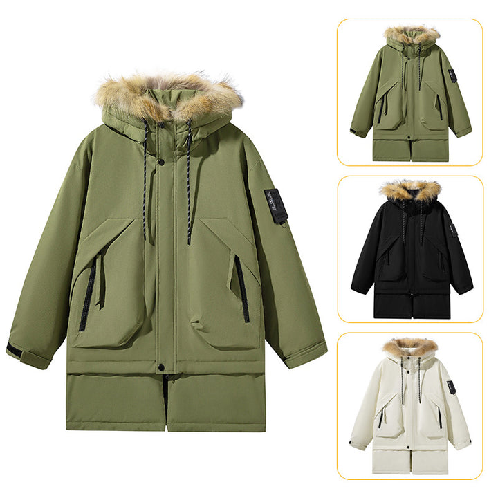 Ladies long functional jacket with removable hood and faux fur Lune London