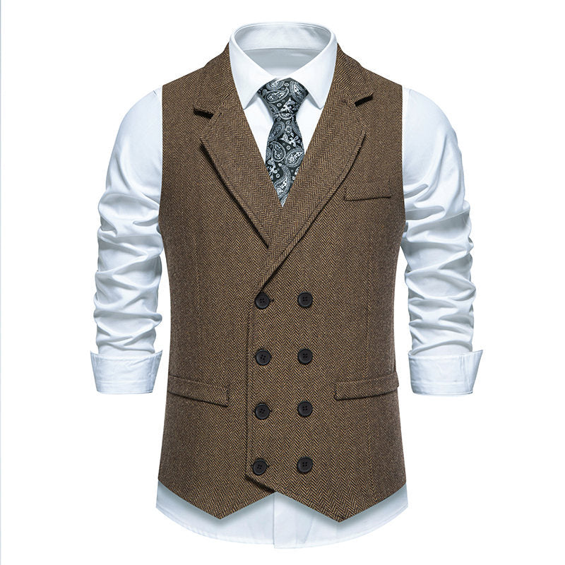 Elegant men's herringbone waistcoat with double-breasted buttons Lune London