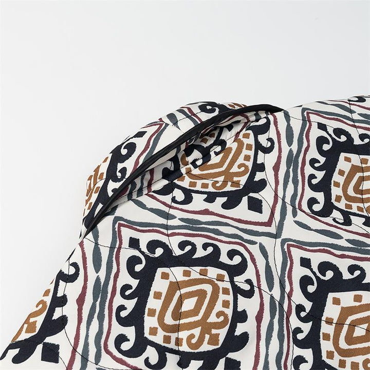 Fashionable women's blazer with tie belt and artistic pattern Lune London