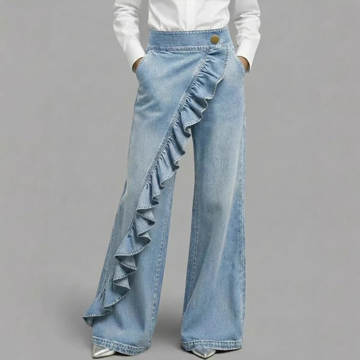 Women's Wide Jeans with Ruffle Detail Chic & Stil