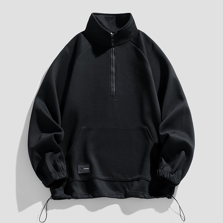 Pull-over à manches longues pour hommes avec ouverture zippée courte Lune London