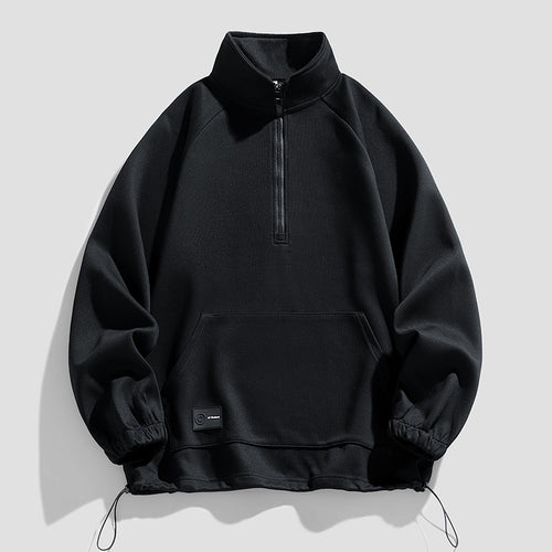 Pull-over à manches longues pour hommes avec ouverture zippée courte Lune London