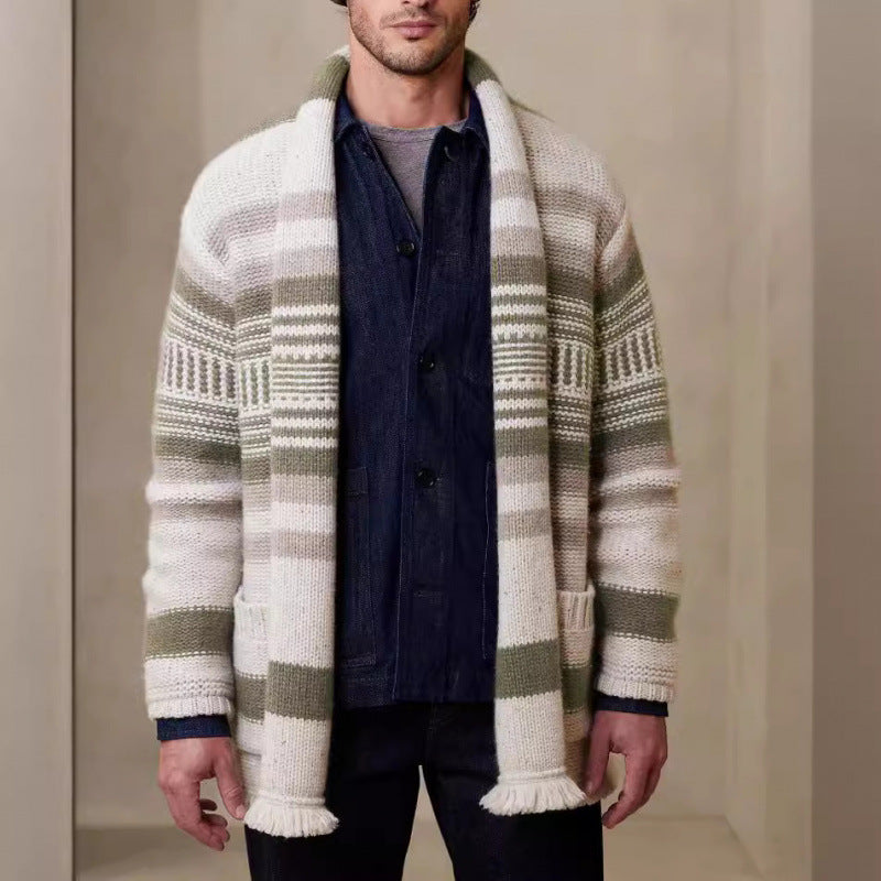 Men's knit jacket with modern pattern and practical pockets Lune London