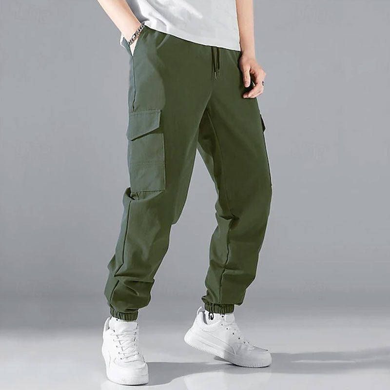 Men's Cargo Pants with Elastic Waistband and Multifunctional Pockets Lune London