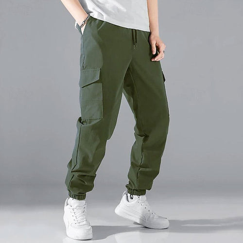 Men's Cargo Pants with Elastic Waistband and Multifunctional Pockets Lune London