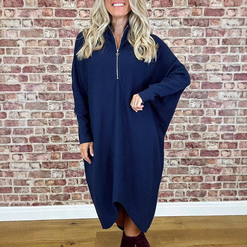 Oversized knit dress for women with zipper Lune London