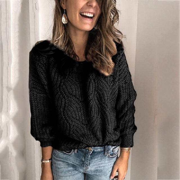 Ladies Chunky Knit Sweater with Creative Braid Pattern Lune London