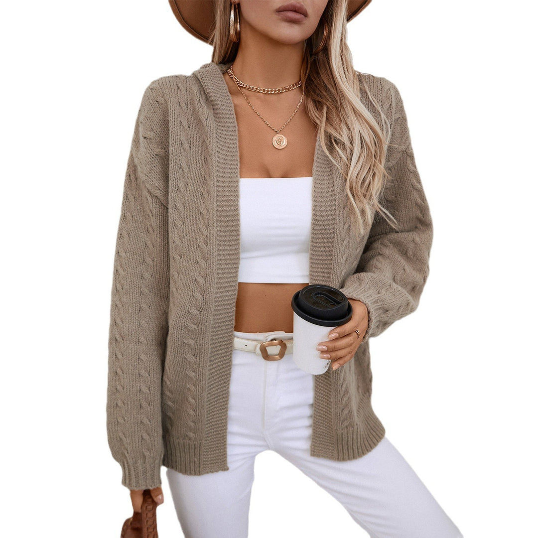 Women's knit jacket with hood and pretty cable knit Lune London
