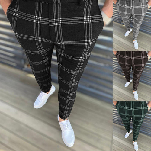 Elegant carrot pants for men with textured check pattern Lune London