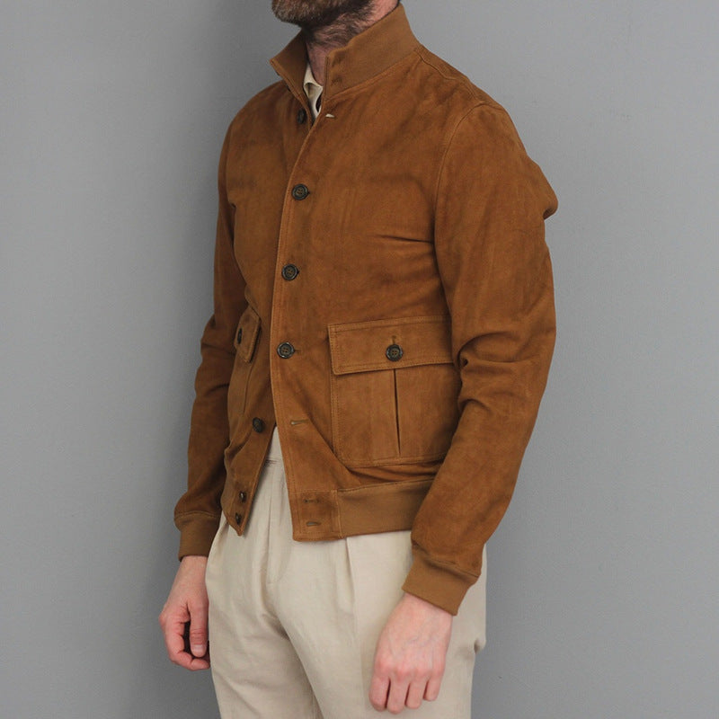 Suede jacket for men with practical pockets and modern collar Lune London