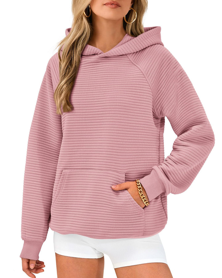Cozy honeycomb sweater for women with hood and kangaroo pocket Lune London