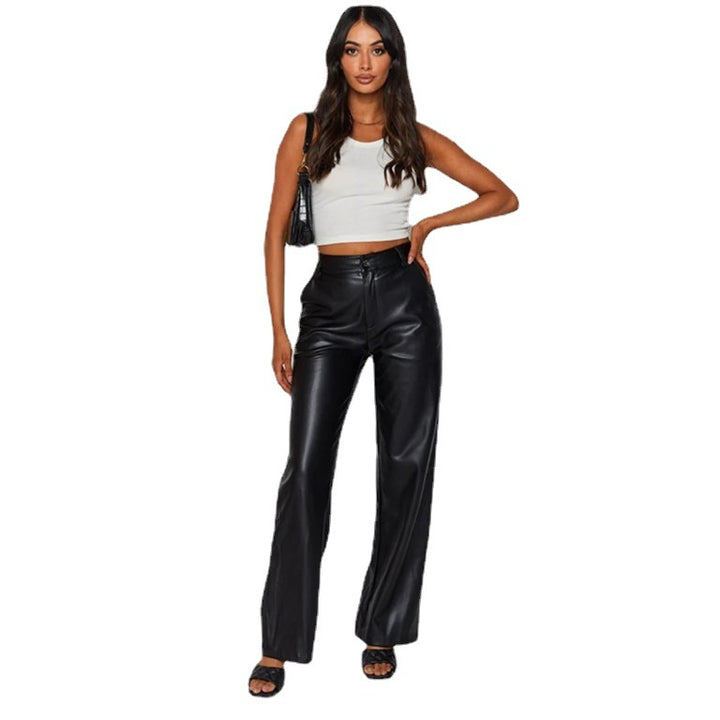 Faux leather trousers for women, with wide legs and a chic elegant fit Lune London