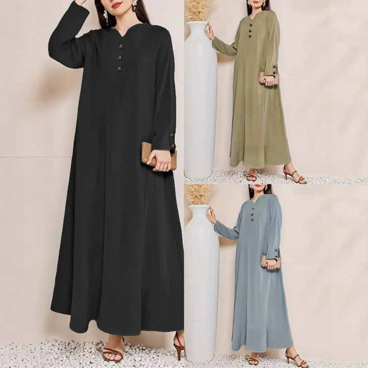 Maxi dress for women with an elegant button placket Lune London