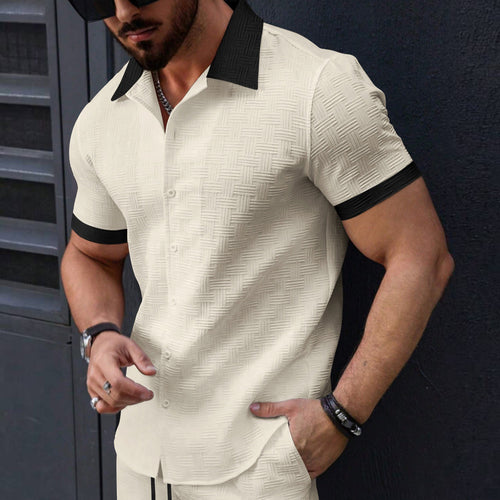 Short-sleeved shirt for men with structured design and contrasting collar Lune London