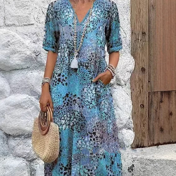 Casual midi dress for women with side pockets Lune London