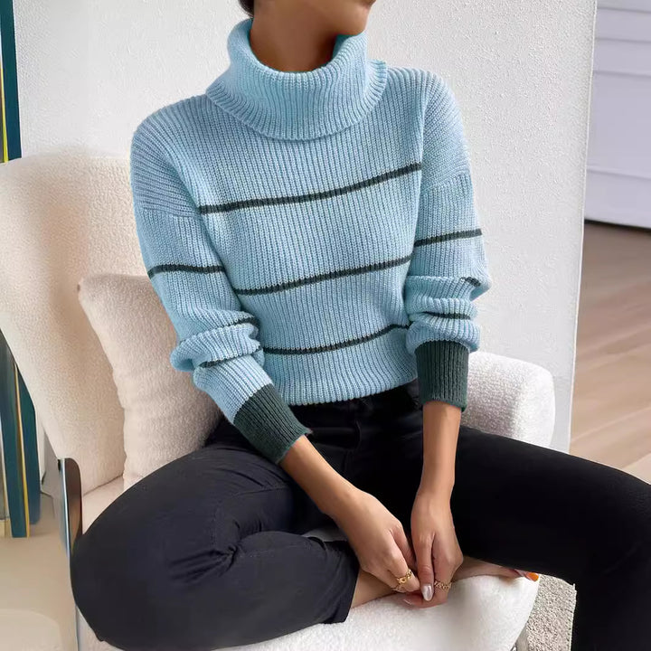 Sweater women with high collar and striped pattern Lune London