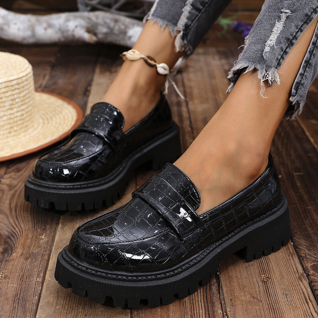 Women's Loafers with Modern Croco Design and Robust Profile Lune London