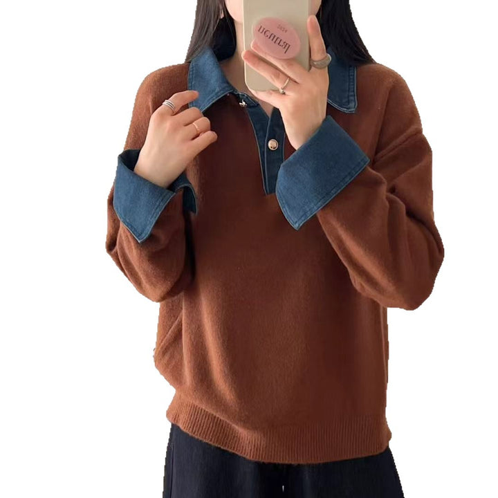 Pull femme avec un col de chemise tendance et un matériau doux Chic & Stil